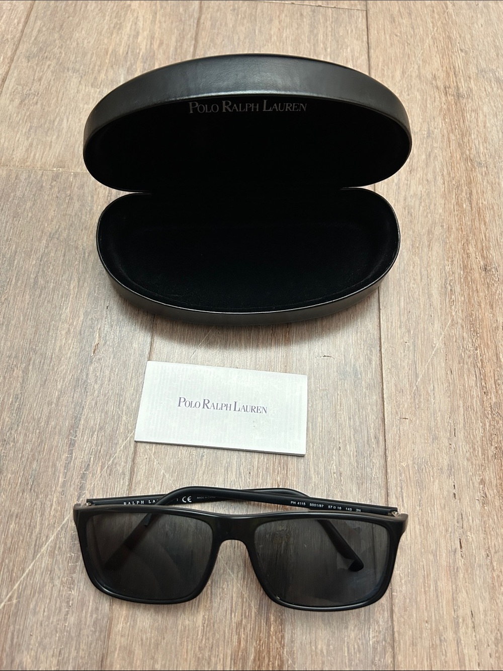 Polo by Ralph Lauren Black Sunglasses with Case and Card